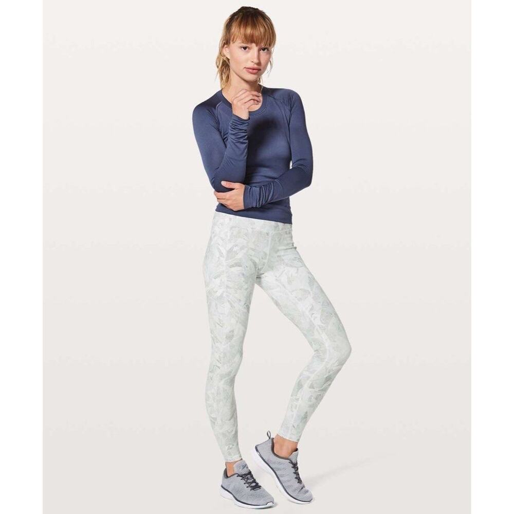 Lululemon Speed Up Tight 28” Leggings Womens 6 White Multi Zip Pockets Logo